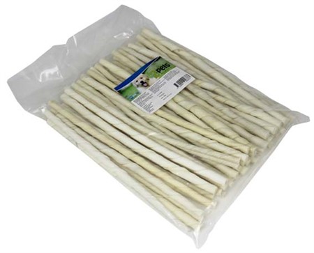 2pets Tuggpinne vriden vit, 24 cm/ 7-8 mm, 50-pack